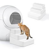 BALAPET adjustable 3-steps litter ramp white angled view for easy kitten access.