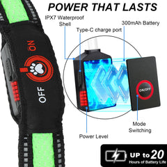 Bamda Light Up Dog Collar night-walk-usage demonstrates extended glow for late strolls.