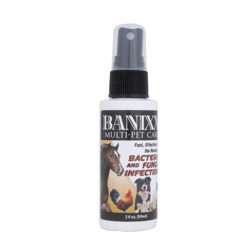 BANIXX travel-size spray convenient for quick relief of ear infections, hot spots, and itchy skin.