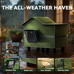 Banxye shelter removable PVC door flaps keep weather out while cats stay comfy.