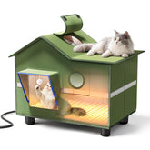 Banxye heated cat shelter interior view showing spacious space for multiple cats outdoors.