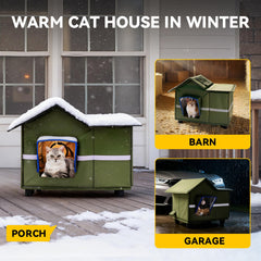 Banxye Outdoor Cat House dual exits closeup emphasizes predator deterrence and easy escape