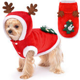 BAOBICUTE dog Christmas costume hoodie with reindeer motif ideal for festive photos.
