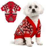 BAOBICUTE dog christmas sweater cardigan with reindeer, ideal for festive outings.