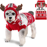 Baobicute dog Christmas sweater with red pattern keeps pets warm during winter outings.