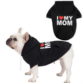 BAOBICUTE dog hoodie backprint I Love Dad I Love Mom for stylish warmth and personality.