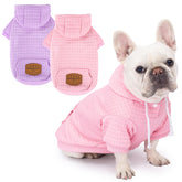 Baobicute dog hoodie pack back demonstrates a snug fit for cool outdoor walks