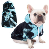 BAOBICUTE dog hoodie tie-dye blue close-up in soft fabric for cozy warmth.