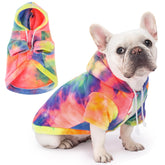 BAOBICUTE tie-dye dog hoodie front view for cozy outdoor warmth