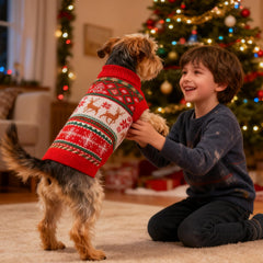 BAOBICUTE dog sweater fairisle pattern keeps pets festive and comfortable.