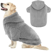 BAOBICUTE fuzzy dog hoodie front view shows warm plush fleece for winter walks.