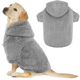 BAOBICUTE fuzzy dog hoodie front view highlights plush fleece warmth for winter walks.