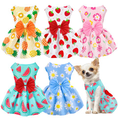 Baobicute girl dog dress with pineapple print for sunny-day playtime