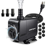 BaoZqua 320GPH pump front view shows compact submersible design for quiet operation