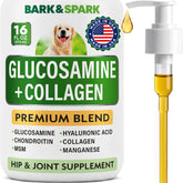 BARK&SPARK Liquid Glucosamine dog bottle offers advanced joint support for active dogs.
