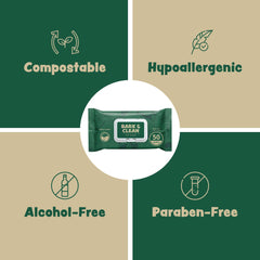 Bark & Clean shea butter and vitamin E enriched wipes for sensitive skin.