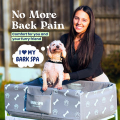Bark Spa elevated wash station enabling full access for comfortable grooming