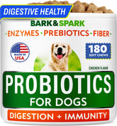 BARK&SPARK 180-count package shown for canine digestive health support across ages