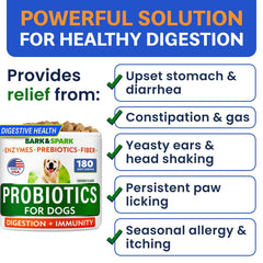 BARK&SPARK dog probiotic chews addressing itchy skin and coat health