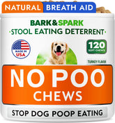 BARK-SPARK No Poo Chews bottle pour shows easy daily dosing for dogs