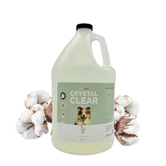 Bark2Basics Crystal Clear Shampoo bottle shows fragrance-free formula for sensitive dogs