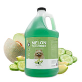 Bark2Basics Melon Cucumber dog shampoo bottle showing gentle herbal blend for nourished coat.