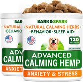 BARK&SPARK Advanced Calming Treats bag closeup for gentle calming support.