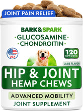 BARK&SPARK hip-joint-chews-lamb-packaging highlights premium joint support for dogs.