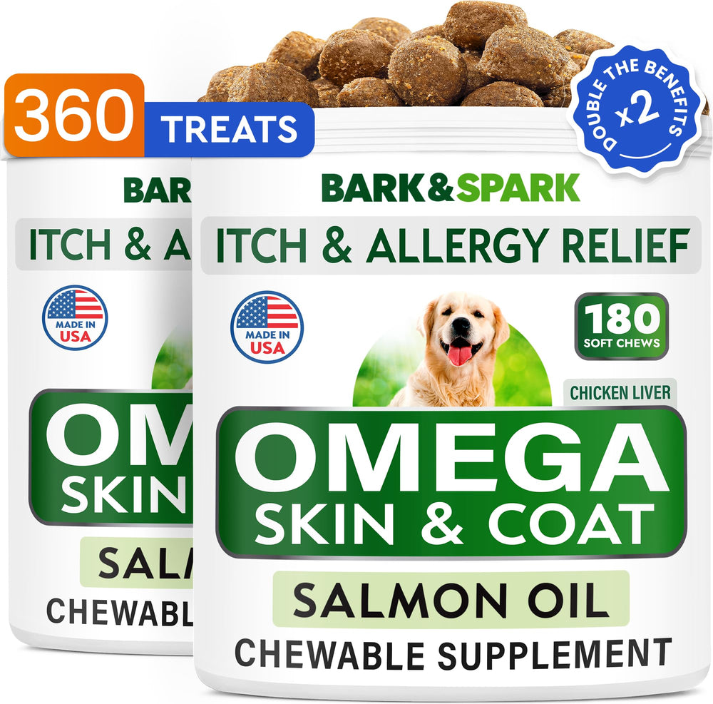 BARK&SPARK pack-2 omega-3 dogs image shows two jars for joint and skin support
