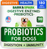 BARK&SPARK probiotics packaging showing gut health support for dogs