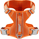 BARKBAY dog harness no pull orange front view promotes controlled, comfortable walks.