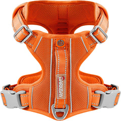 BARKBAY dog harness no pull orange front view promotes controlled, comfortable walks.