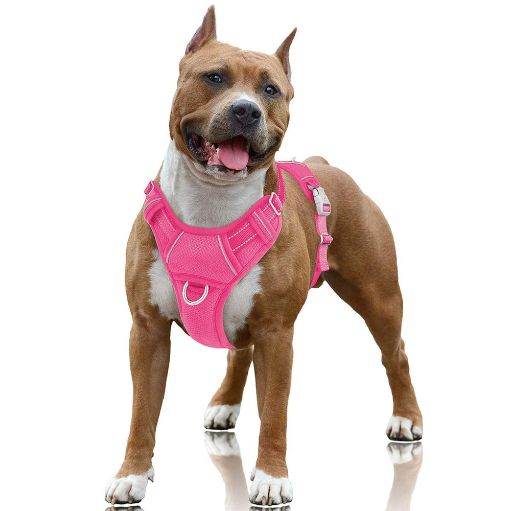 BARKBAY no-pull harness front clip pink for easier control during walks