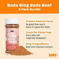BarkBox Beef Topper on a puppy meal mix sparks interest at mealtime.