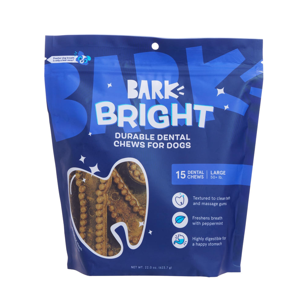 BarkBox Bright durable dental chew sticks pack for large dogs promoting long-lasting chew action