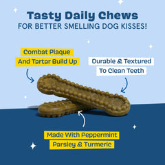 BarkBox Bright dental chews ridges closeup showing scrubbing ridges for cleaning action