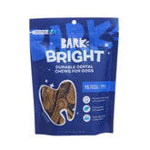 Barkbox Bright Durable Dental Chews pack shows durable sticks for small dogs' dental routines.