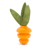 Barkbox carrot small dog toy front view for tough chewers and interactive play