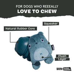 BarkBox Grey Bear Hugger rubber core built for durable chewing.