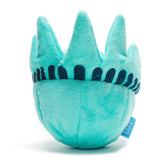 BarkBox Lady Liberty Ball toy front view, sturdy plush exterior for big dogs' playtime.