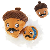 Barkbox Monsieur Acorn 2-in-1 toy plush exterior invites gentle exploration and play.