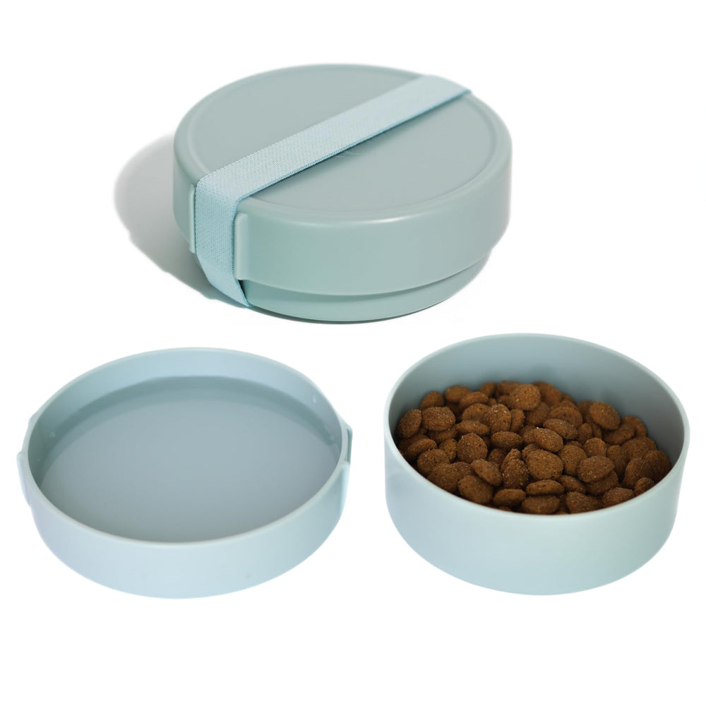 Barkin’ Trails travel dog bowls nest together for compact storage during trips.