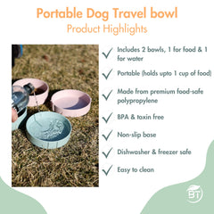 Barkin' Trails Travel Dog Bowls non-slip base for stable meals outdoors.