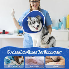 BARKLESS dog cone blue adjustable hooks and loops for secure fit