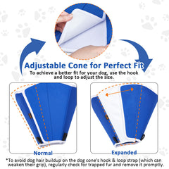 BARKLESS dog cone blue soft-edge design reduces bumping and clutter
