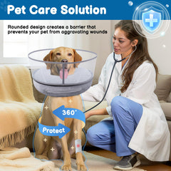 BARKLESS donut collar front view demonstrates high shield for enhanced wound protection