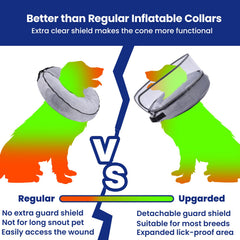 BARKLESS donut collar with detachable shield for flexible post-surgery protection