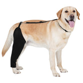 Barkless rear leg sleeve side view showing protective recovery design for post-surgery dogs.