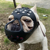 BARKLESS short snout muzzle shows breathable design for flat-faced dogs.