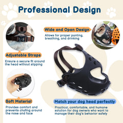 BARKLESS soft rubber muzzle closeup shows gentle protection and comfort for daily wear.